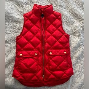 J Crew red quilted puffy vest